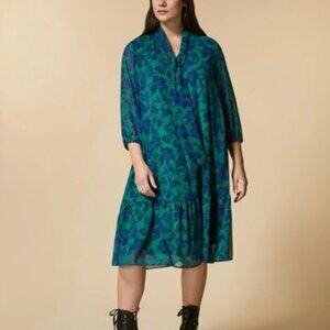 Marina Rinaldi Green and Blue Long Sleeve Dress